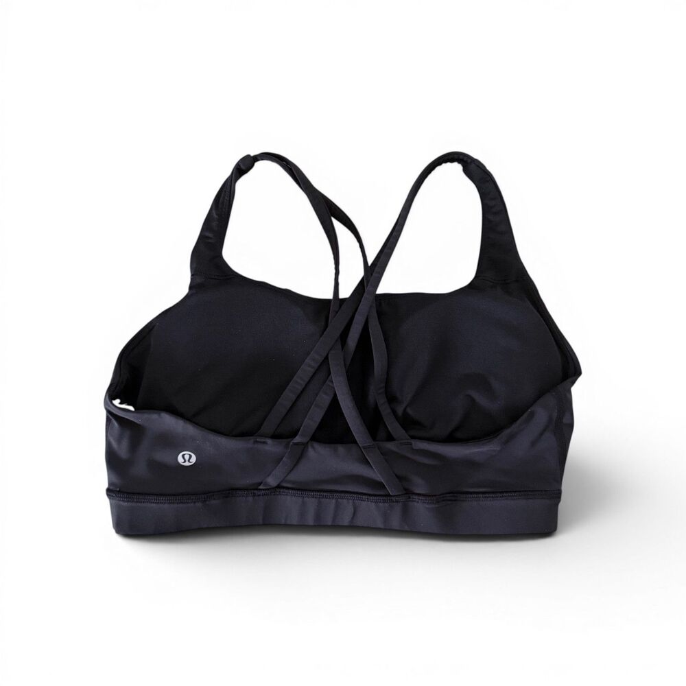Lululemon Energy Bra Black Strappy Medium Support Sports Bra Women's Size 10